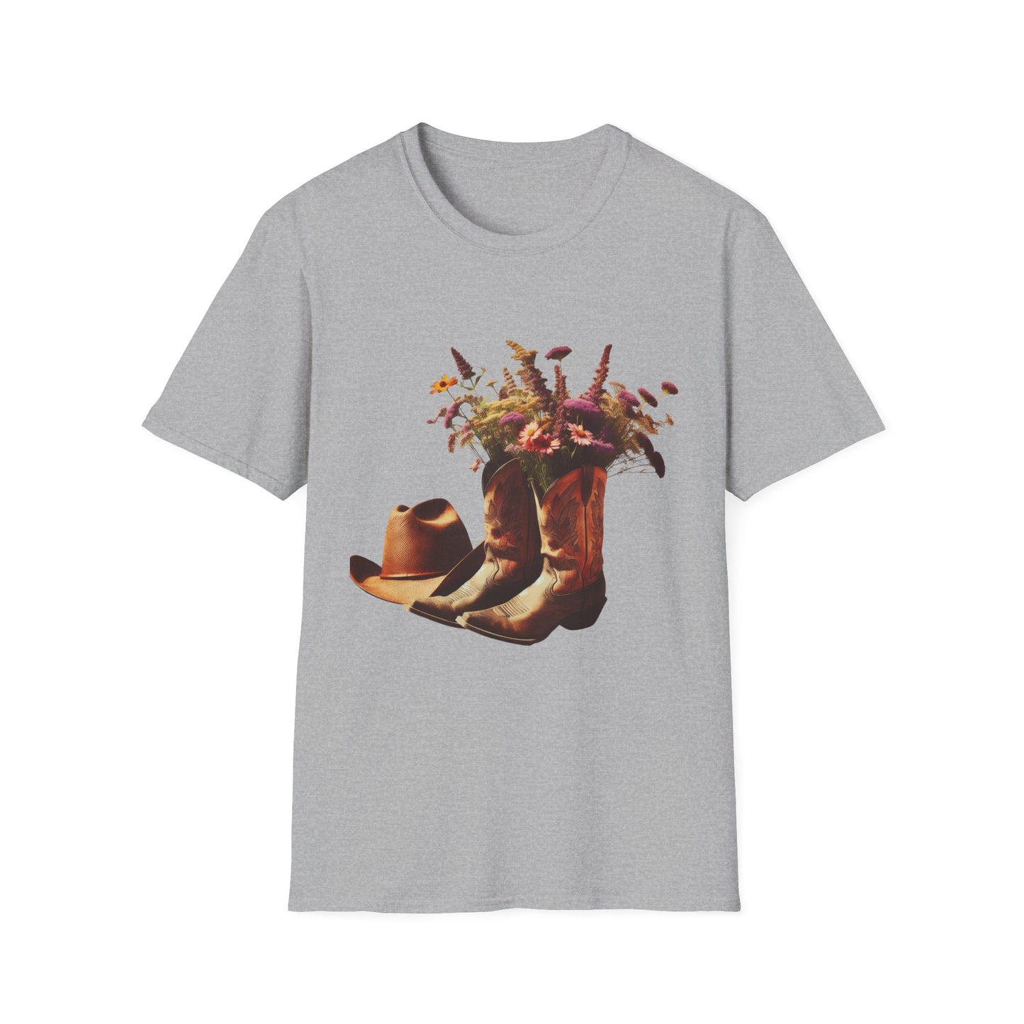 Bride, Rustic Floral Cowboy Boots T-Shirt | Vintage Style Tee for Nature Lovers, Country Music Fans, Gift for Her, Floral Artwork