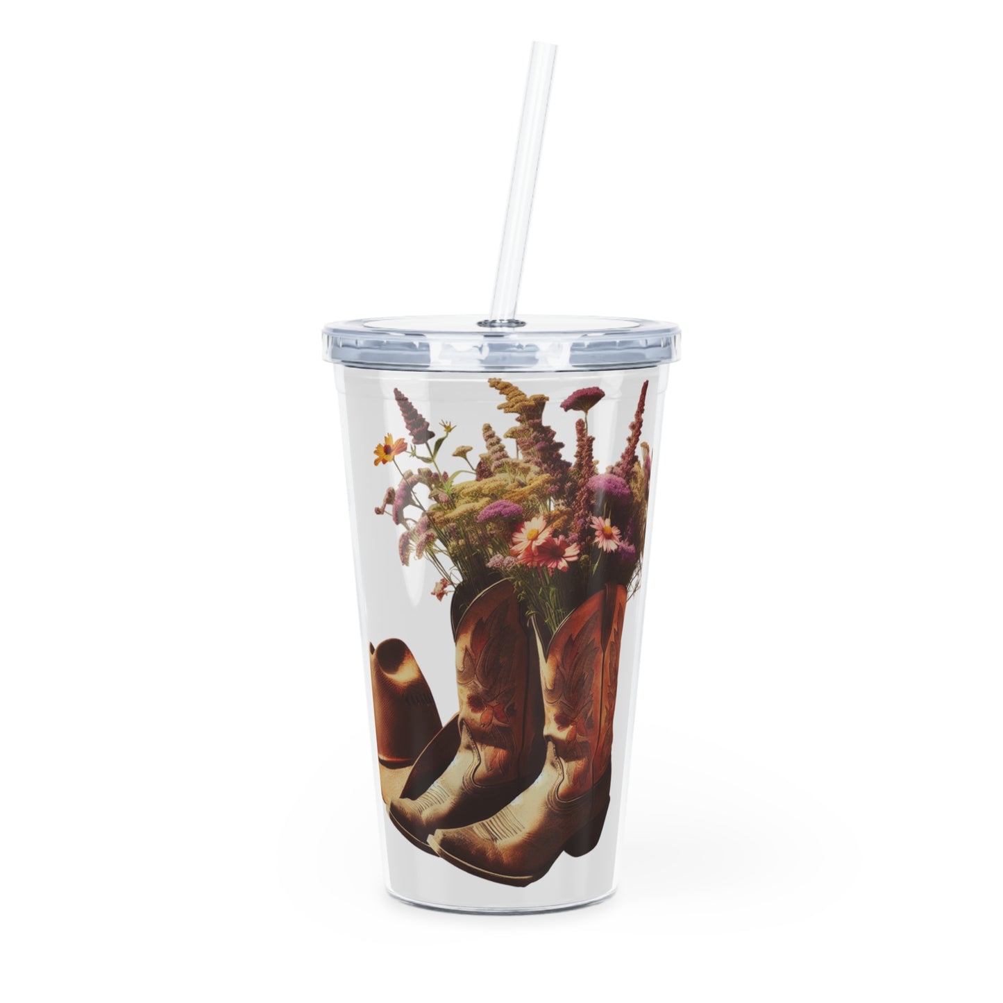 Western Floral Tumbler, Cowboy Boots Cup, Rustic Decor, Stylish Drinkware, Farmhouse Gift, Country Life