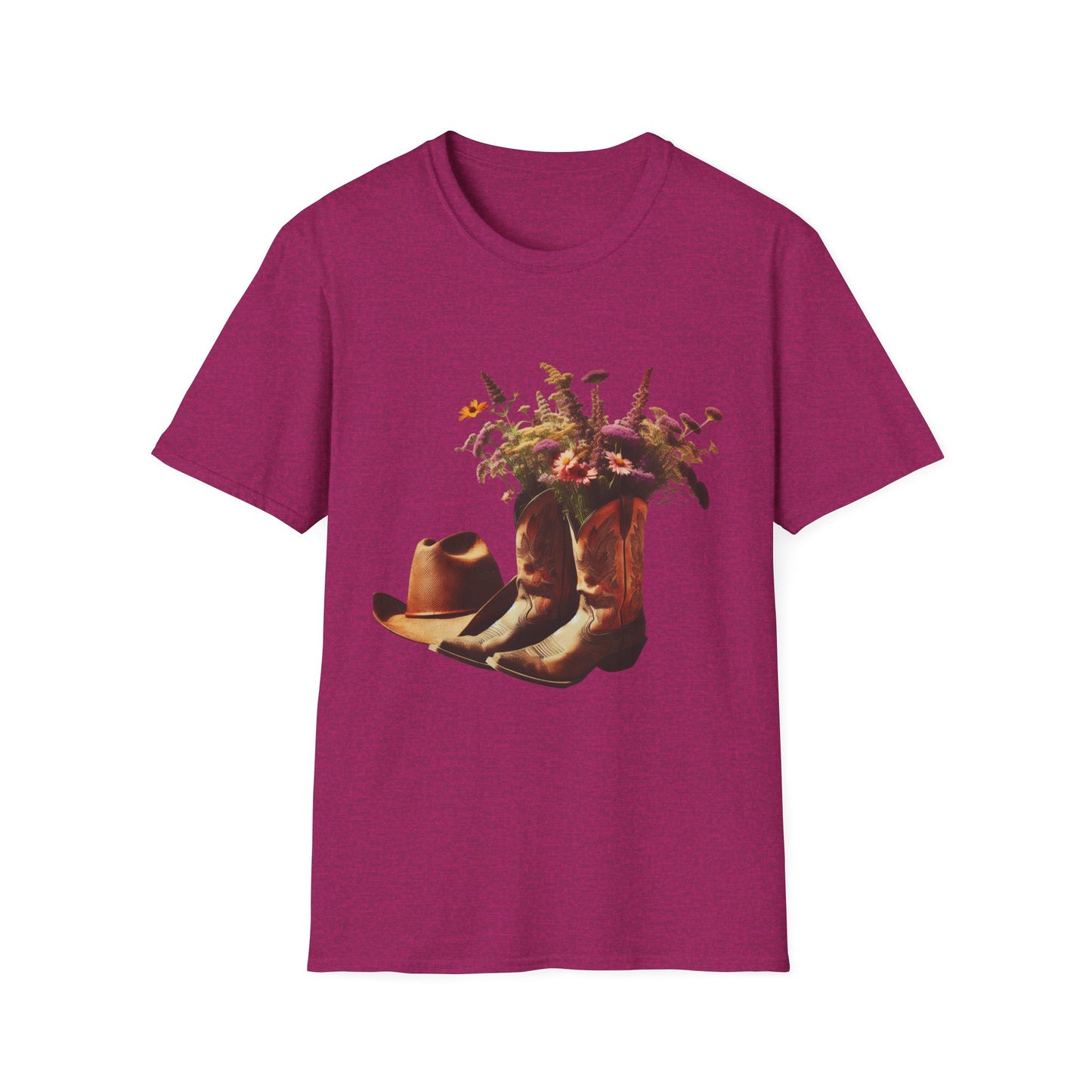 Bride, Rustic Floral Cowboy Boots T-Shirt | Vintage Style Tee for Nature Lovers, Country Music Fans, Gift for Her, Floral Artwork