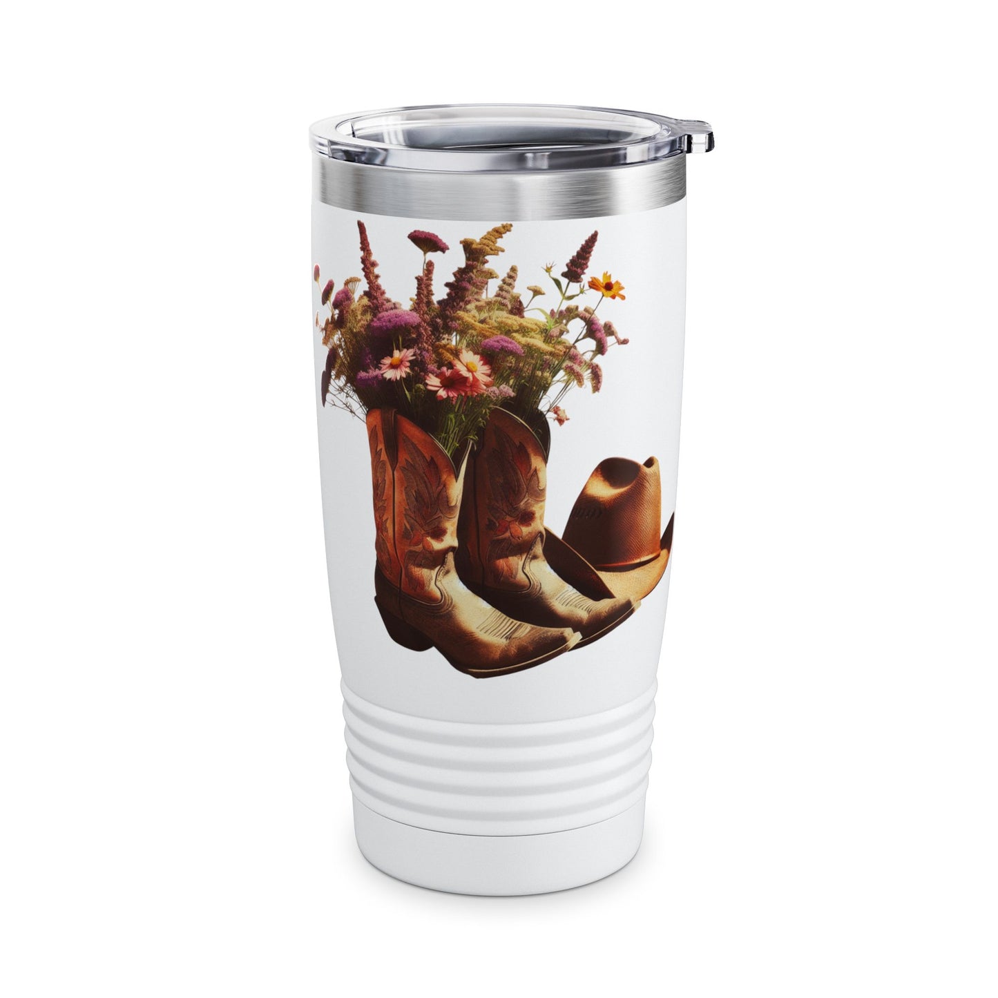 Rustic Floral Ringneck Tumbler | 20oz Cowboy Boot Design, Cowboy Gift, Farmhouse Decor, Travel Mug, Outdoor Adventures, Country Living