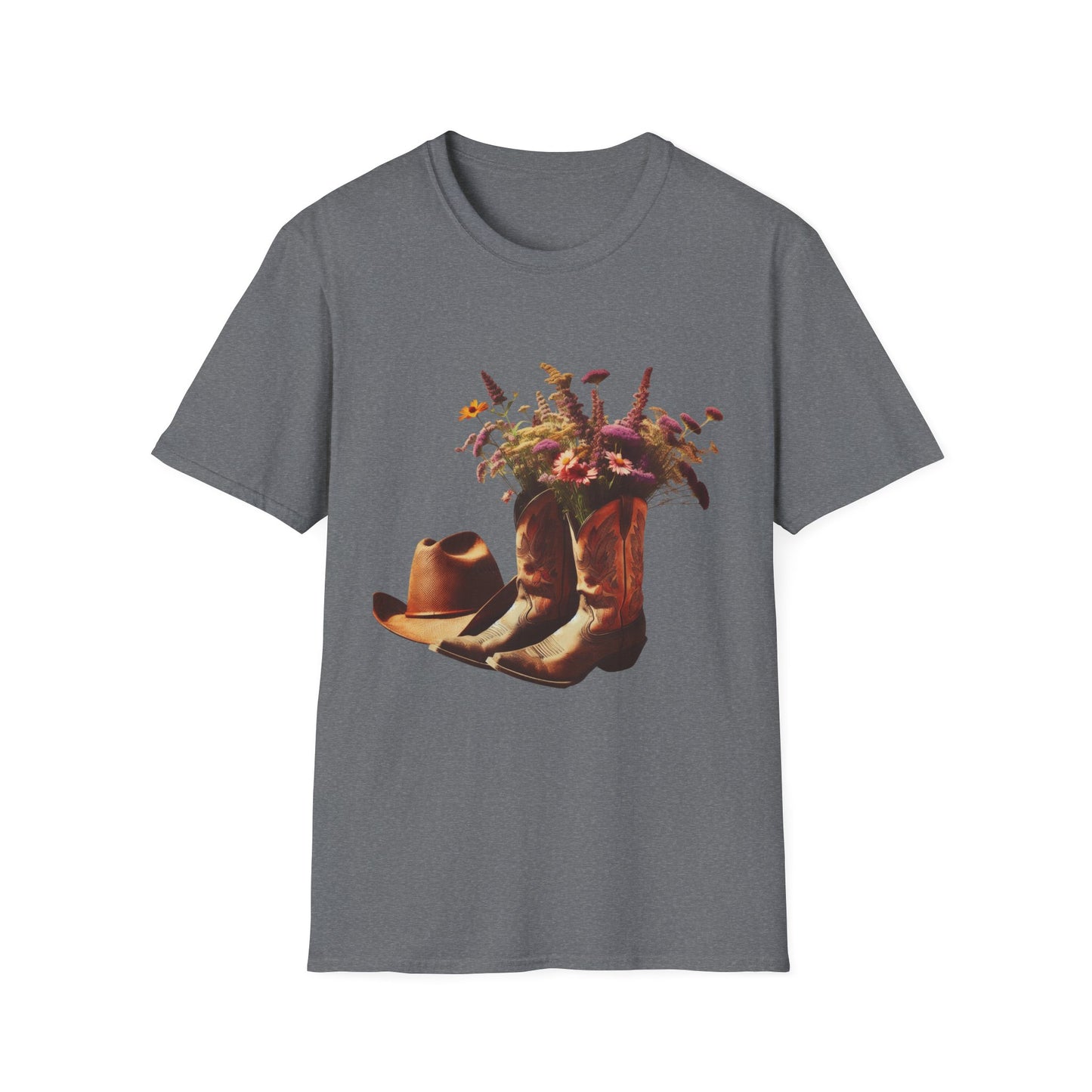 Bride, Rustic Floral Cowboy Boots T-Shirt | Vintage Style Tee for Nature Lovers, Country Music Fans, Gift for Her, Floral Artwork