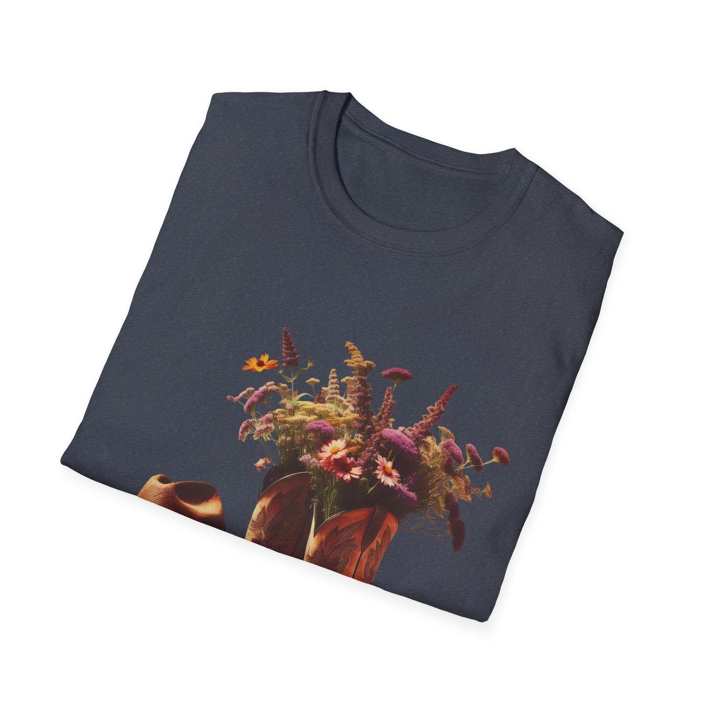 Bride, Rustic Floral Cowboy Boots T-Shirt | Vintage Style Tee for Nature Lovers, Country Music Fans, Gift for Her, Floral Artwork
