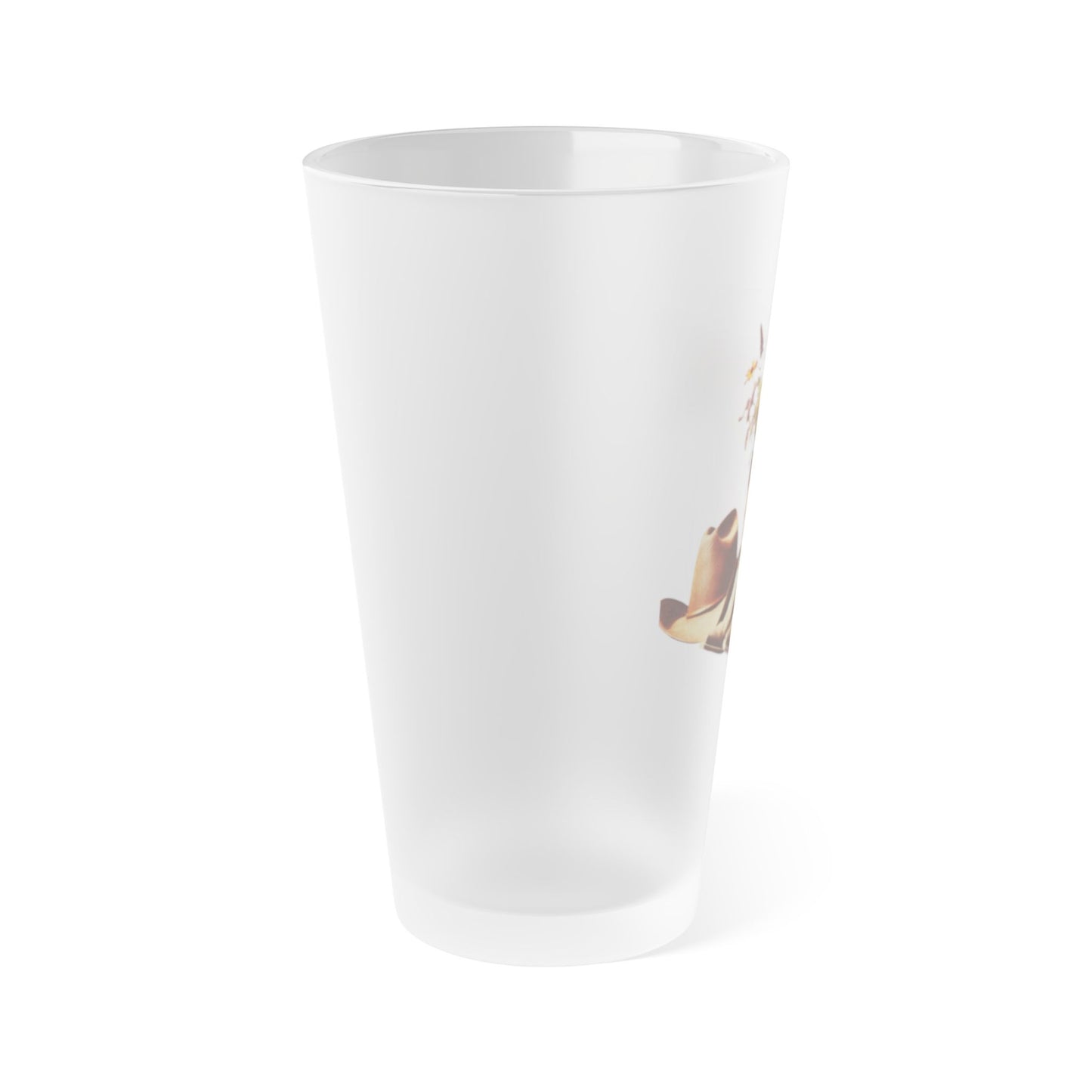Rustic Frosted Pint Glass with Floral Cowboy Boots Design, Western Decor, Country Home, Farmhouse Style, Perfect for Gifts