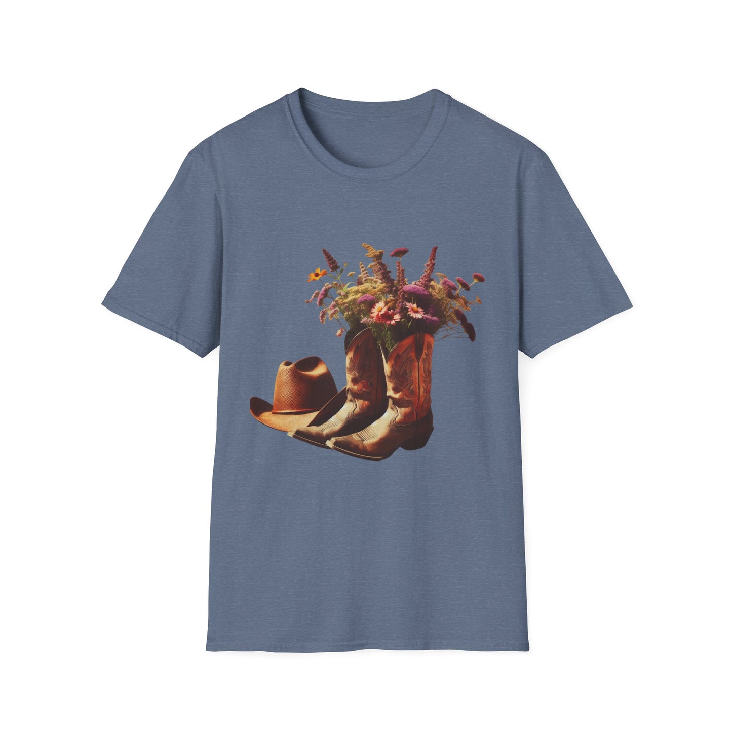Bride, Rustic Floral Cowboy Boots T-Shirt | Vintage Style Tee for Nature Lovers, Country Music Fans, Gift for Her, Floral Artwork