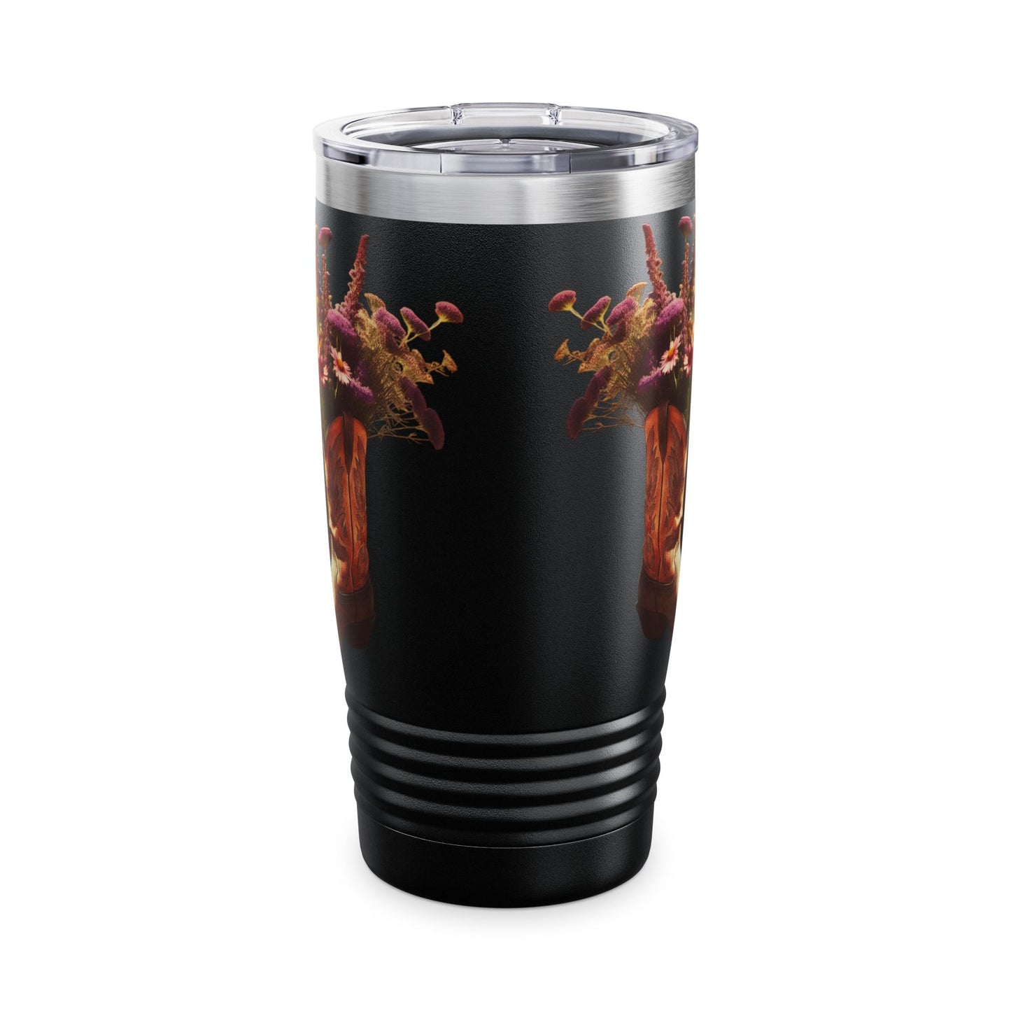 Rustic Floral Ringneck Tumbler | 20oz Cowboy Boot Design, Cowboy Gift, Farmhouse Decor, Travel Mug, Outdoor Adventures, Country Living