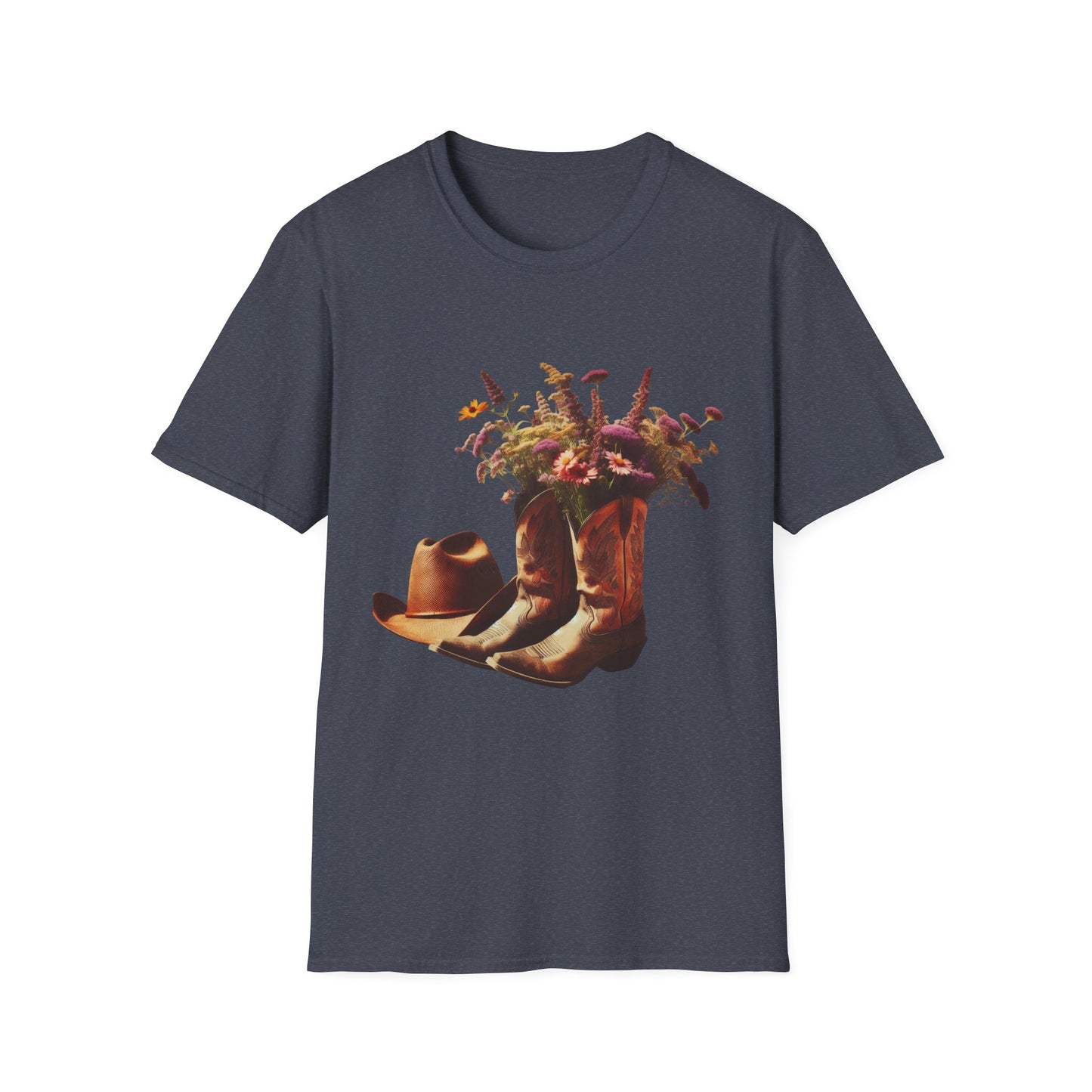 Bride, Rustic Floral Cowboy Boots T-Shirt | Vintage Style Tee for Nature Lovers, Country Music Fans, Gift for Her, Floral Artwork