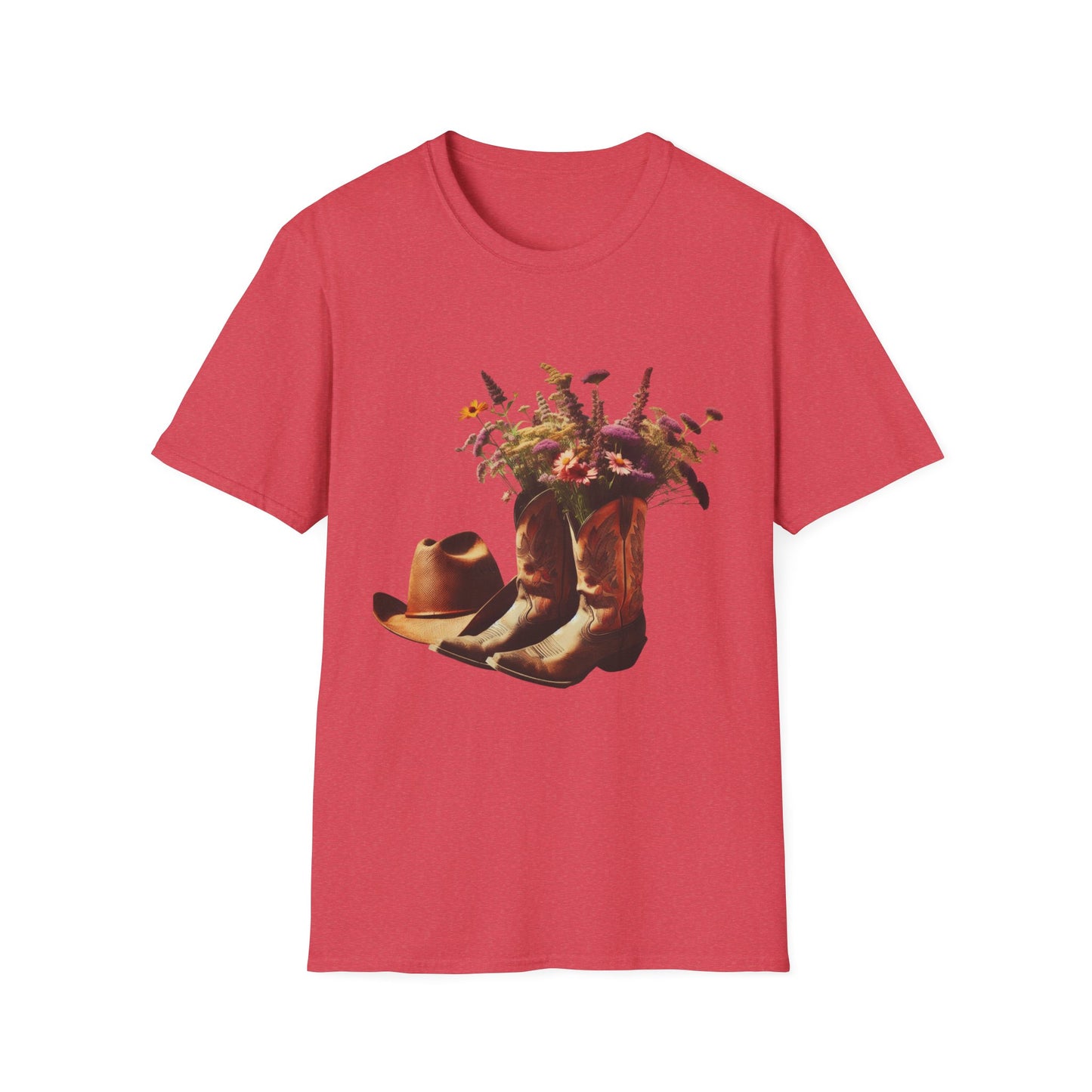 Bride, Rustic Floral Cowboy Boots T-Shirt | Vintage Style Tee for Nature Lovers, Country Music Fans, Gift for Her, Floral Artwork