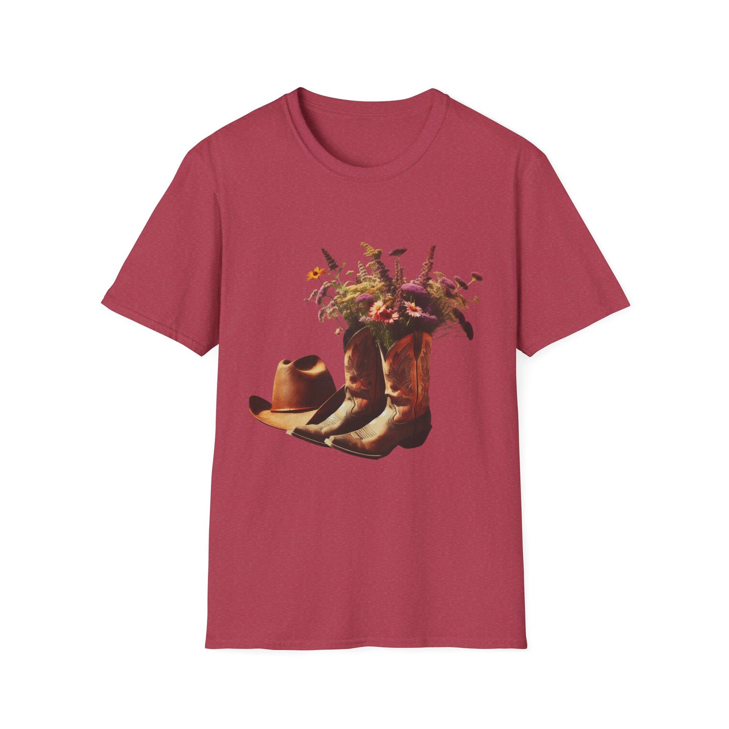 Bride, Rustic Floral Cowboy Boots T-Shirt | Vintage Style Tee for Nature Lovers, Country Music Fans, Gift for Her, Floral Artwork