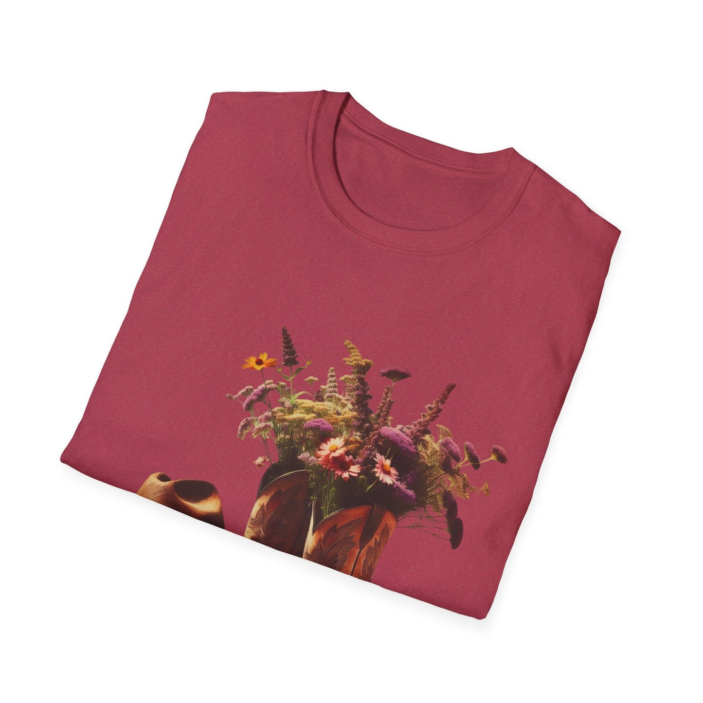 Bride, Rustic Floral Cowboy Boots T-Shirt | Vintage Style Tee for Nature Lovers, Country Music Fans, Gift for Her, Floral Artwork