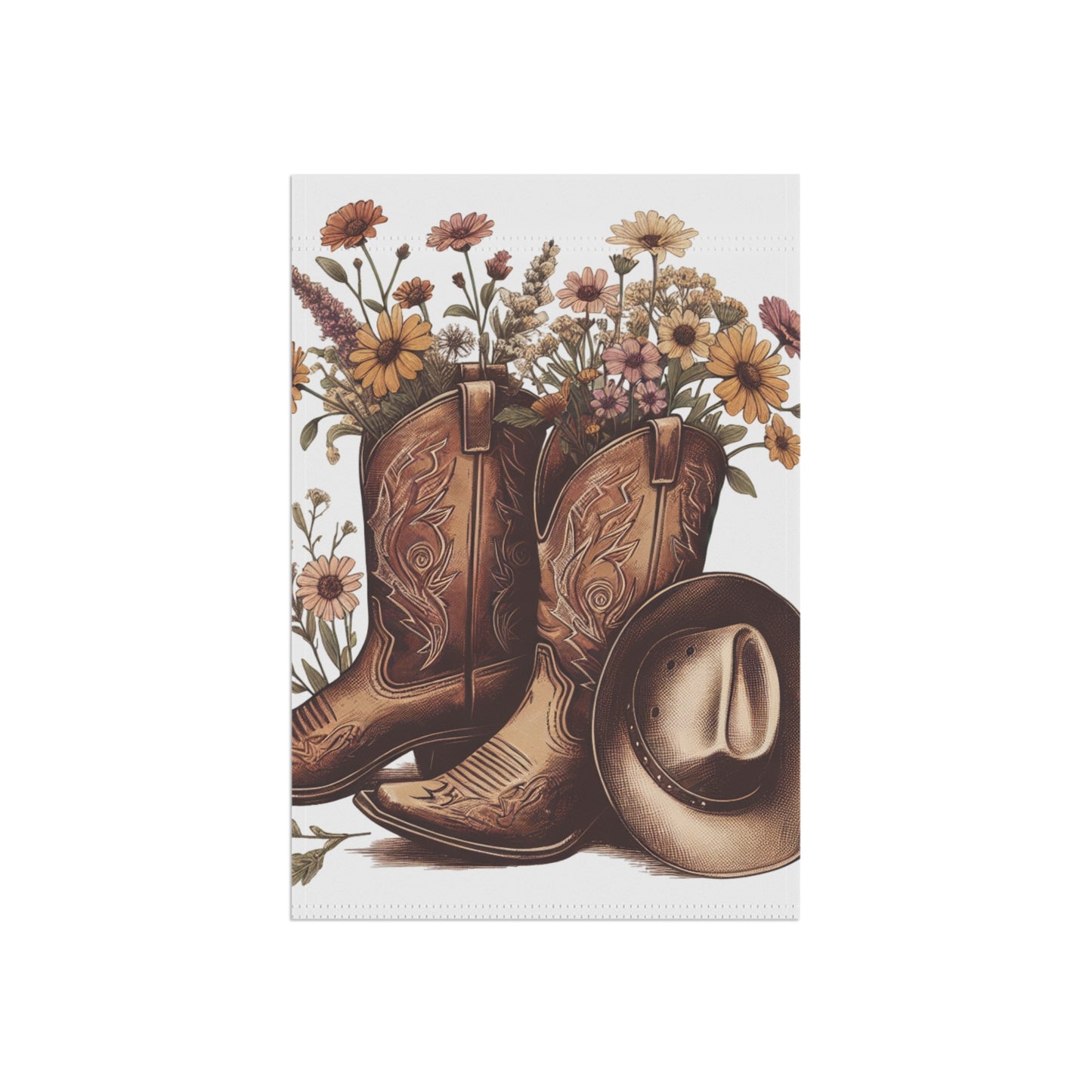 Rustic Cowboy Garden Banner, Western Home Decor, Floral Garden Decor, Farmhouse Style Flag, Outdoor Decoration, Gift for Garden Lovers