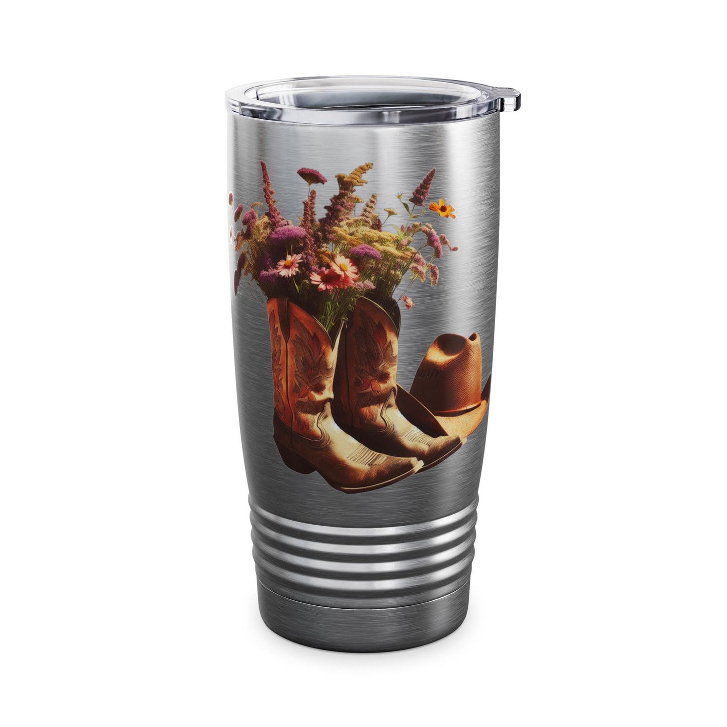 Rustic Floral Ringneck Tumbler | 20oz Cowboy Boot Design, Cowboy Gift, Farmhouse Decor, Travel Mug, Outdoor Adventures, Country Living