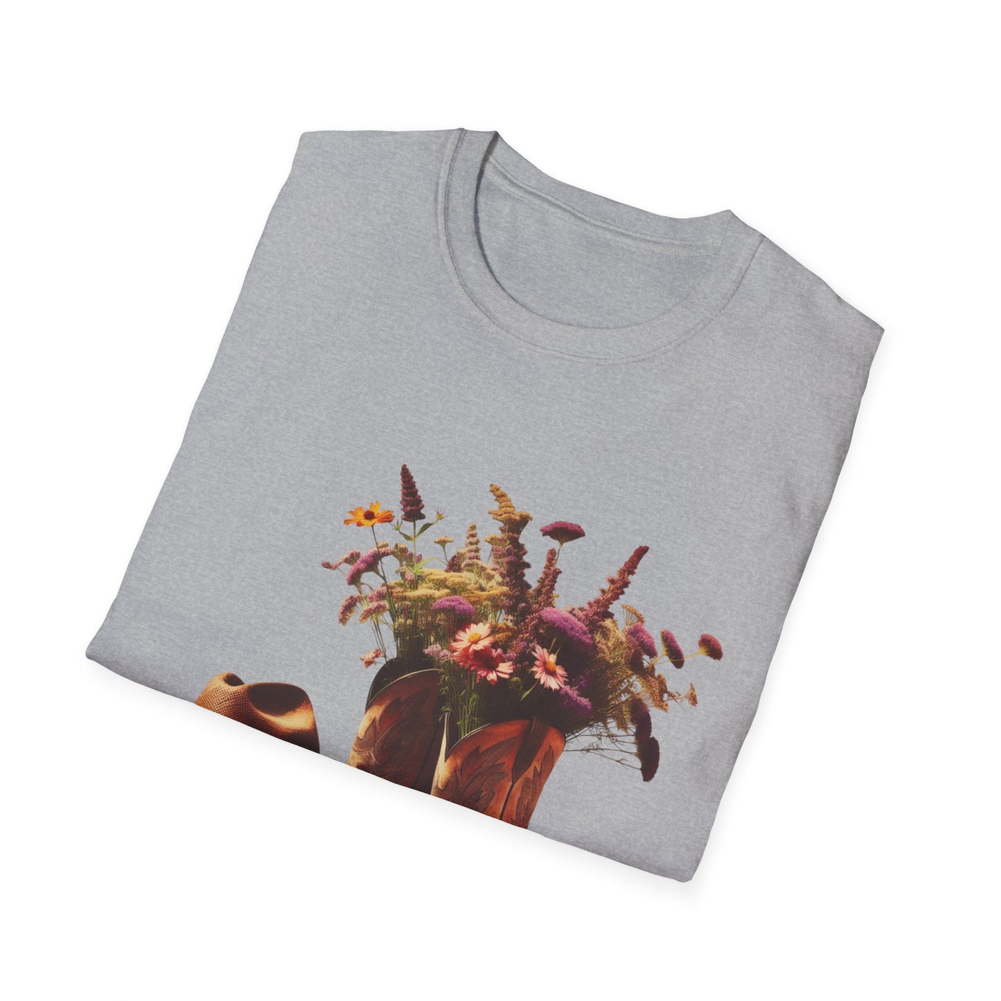 Bride, Rustic Floral Cowboy Boots T-Shirt | Vintage Style Tee for Nature Lovers, Country Music Fans, Gift for Her, Floral Artwork