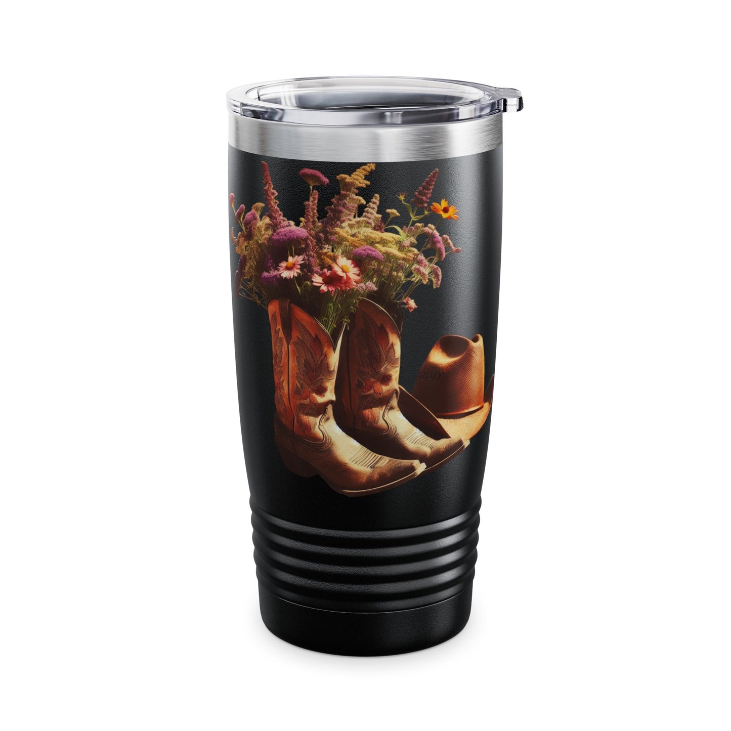 Rustic Floral Ringneck Tumbler | 20oz Cowboy Boot Design, Cowboy Gift, Farmhouse Decor, Travel Mug, Outdoor Adventures, Country Living