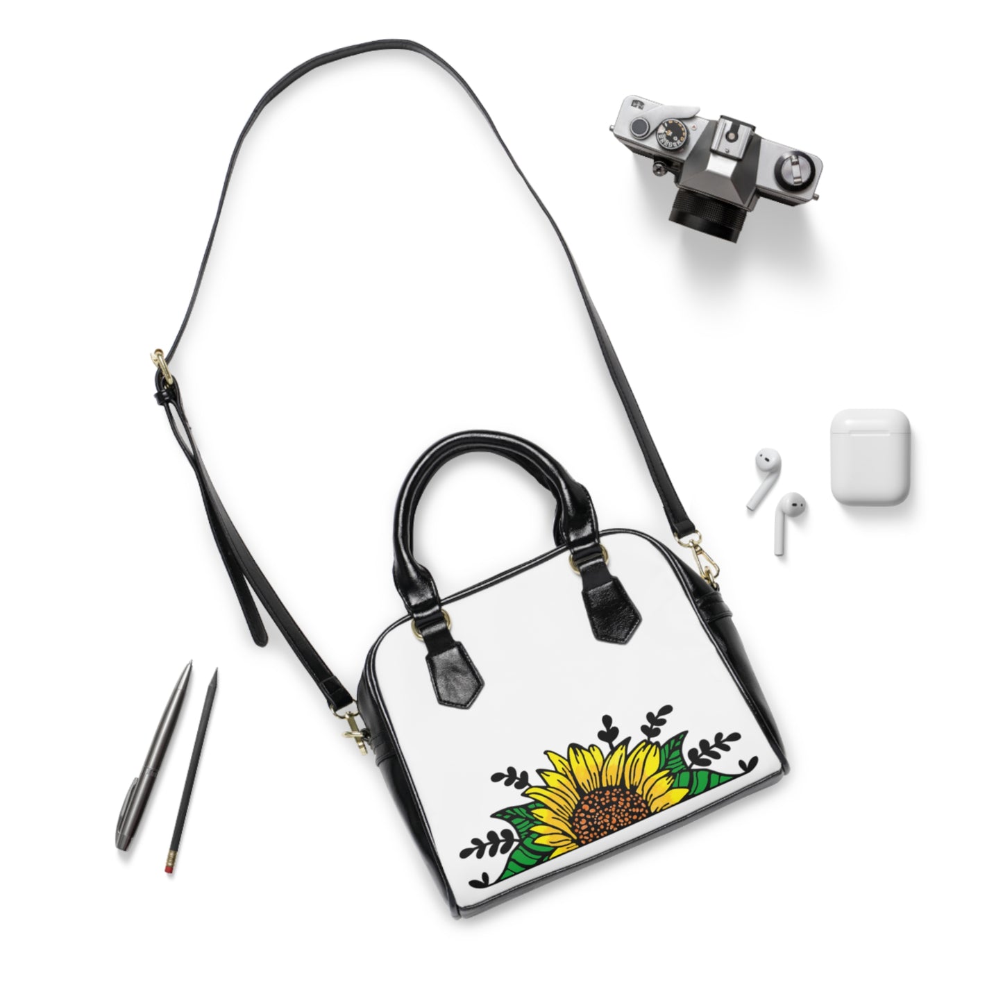Sunny Floral Shoulder Handbag - Stylish Sunflower Design