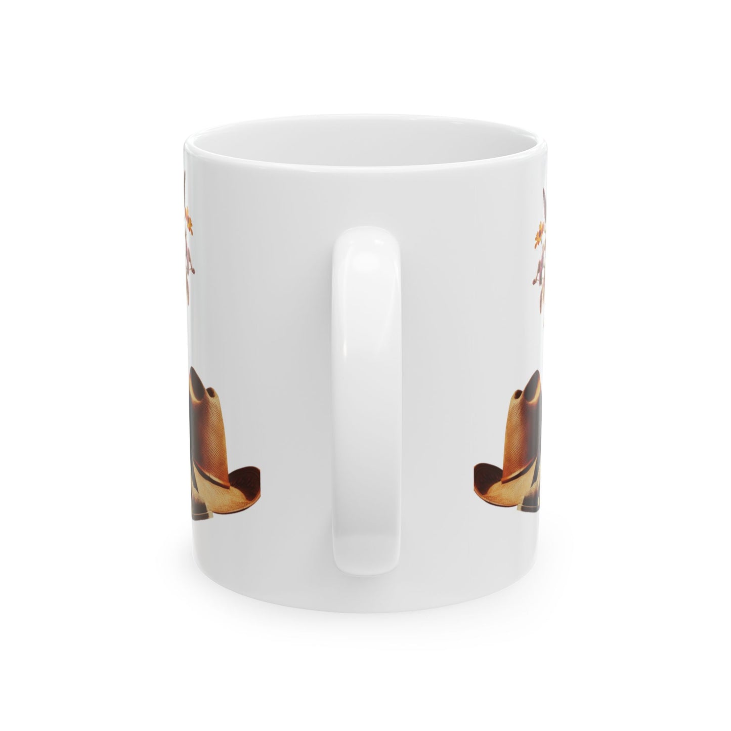 Rustic Cowgirl Ceramic Mug, Botanical Coffee Cup, Gift for Plant Lovers, Nature-Inspired Kitchenware, Unique Tea Mug