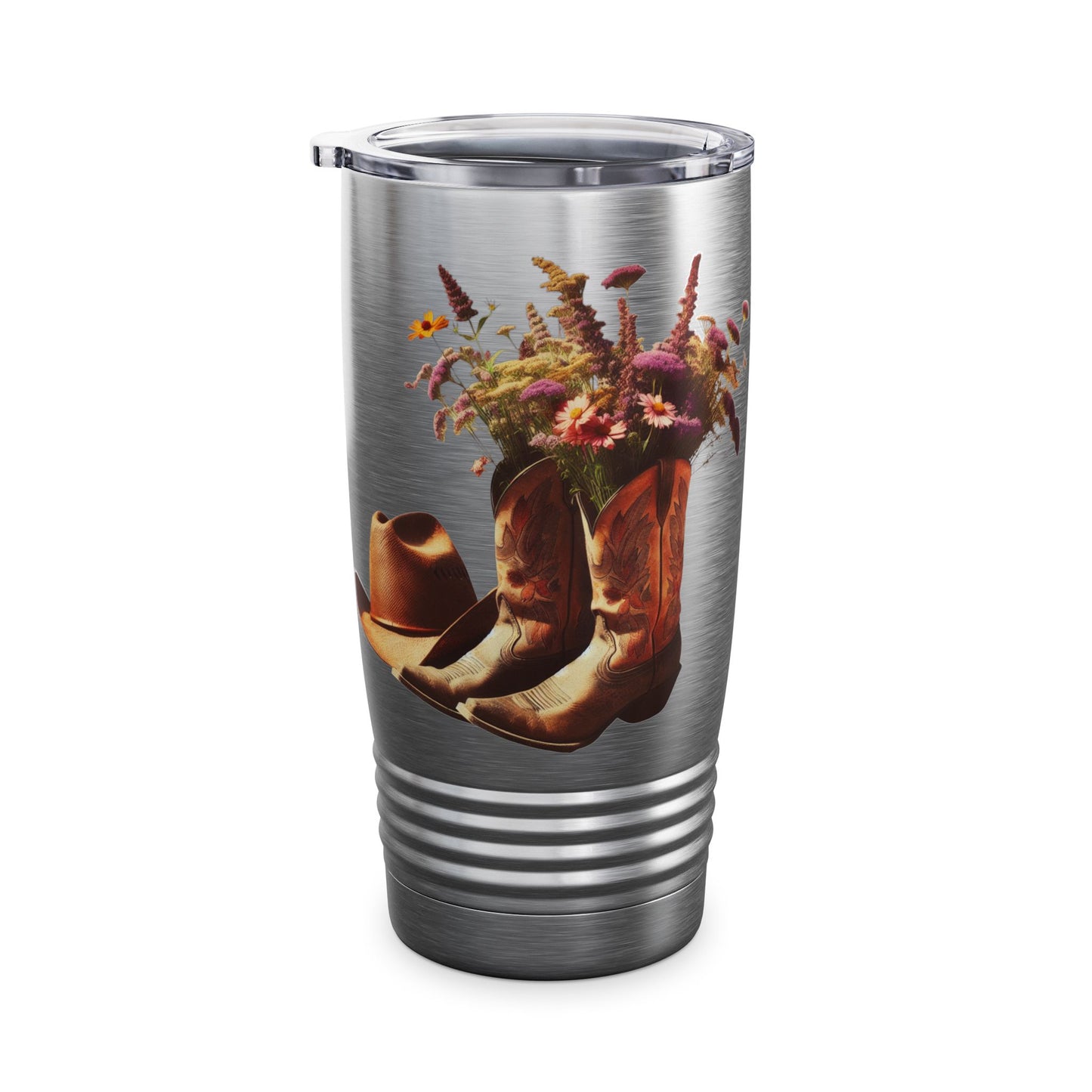 Rustic Floral Ringneck Tumbler | 20oz Cowboy Boot Design, Cowboy Gift, Farmhouse Decor, Travel Mug, Outdoor Adventures, Country Living