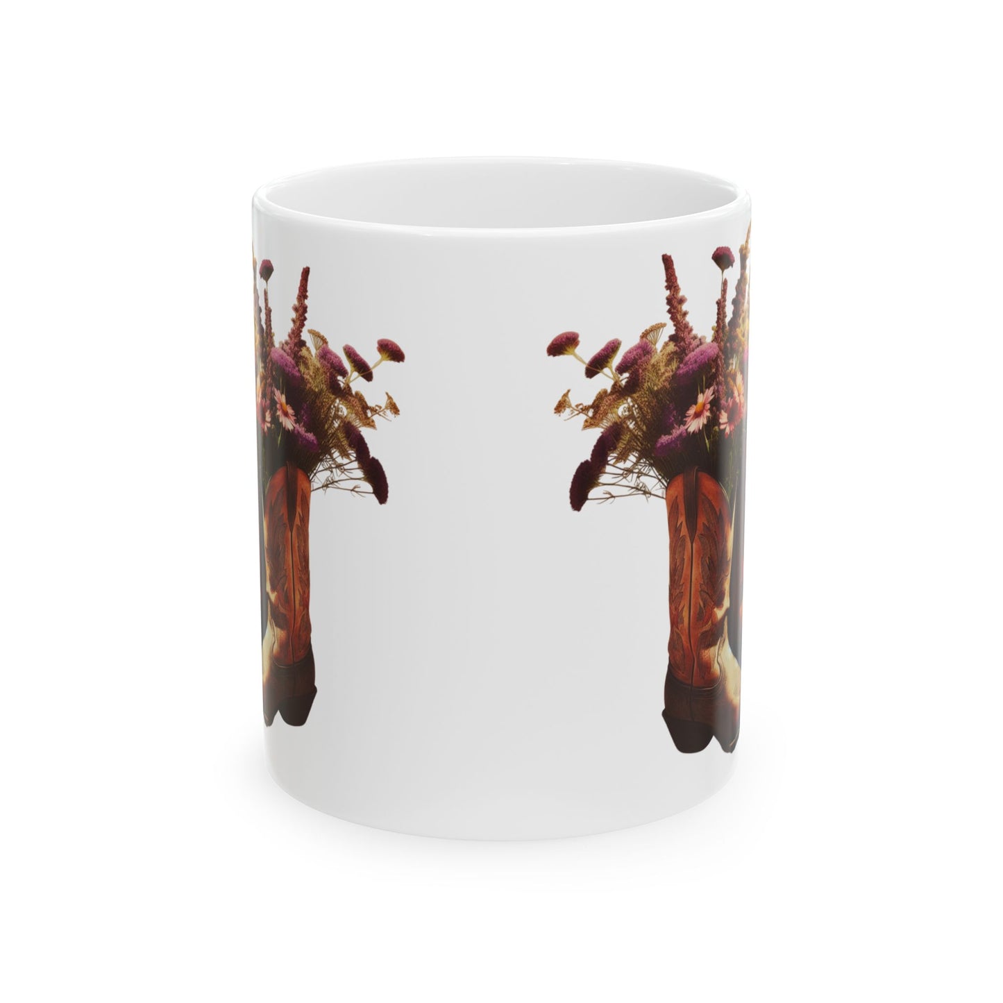 Rustic Cowgirl Ceramic Mug, Botanical Coffee Cup, Gift for Plant Lovers, Nature-Inspired Kitchenware, Unique Tea Mug