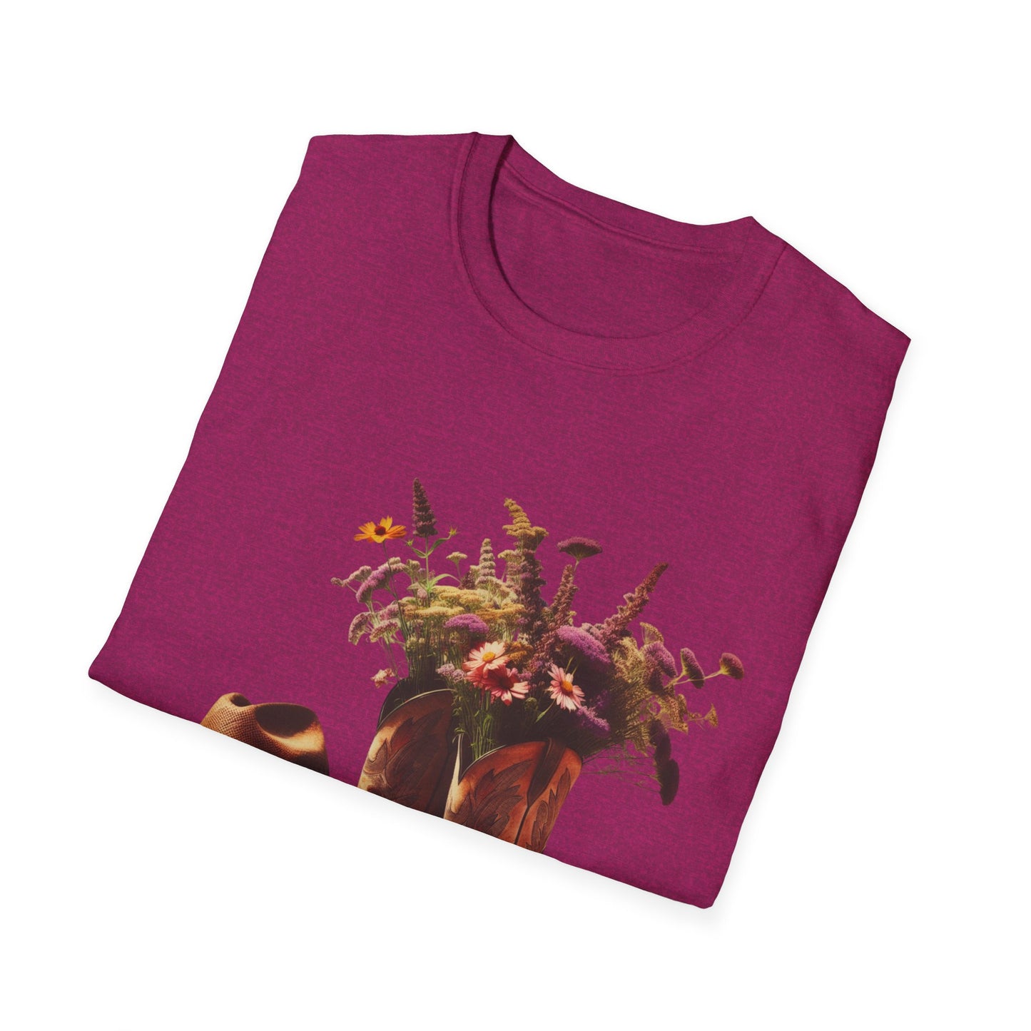 Bride, Rustic Floral Cowboy Boots T-Shirt | Vintage Style Tee for Nature Lovers, Country Music Fans, Gift for Her, Floral Artwork
