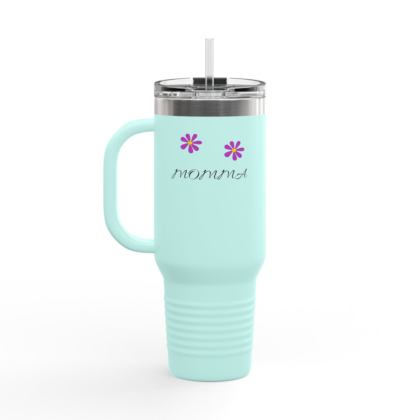 Personalized Insulated Travel Mug - 40oz, Perfect Gift for Moms with Floral Design