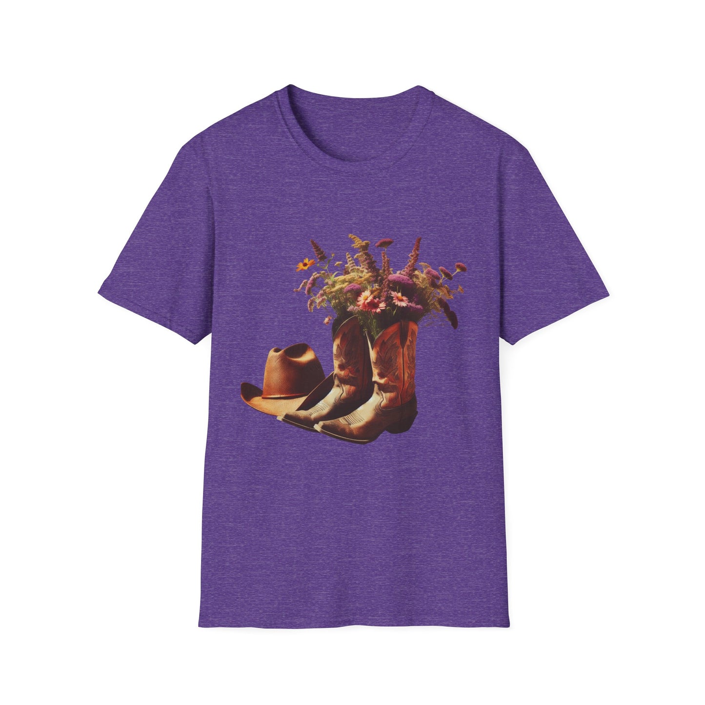 Bride, Rustic Floral Cowboy Boots T-Shirt | Vintage Style Tee for Nature Lovers, Country Music Fans, Gift for Her, Floral Artwork