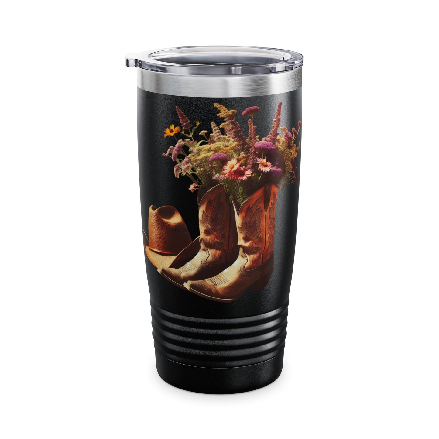 Rustic Floral Ringneck Tumbler | 20oz Cowboy Boot Design, Cowboy Gift, Farmhouse Decor, Travel Mug, Outdoor Adventures, Country Living