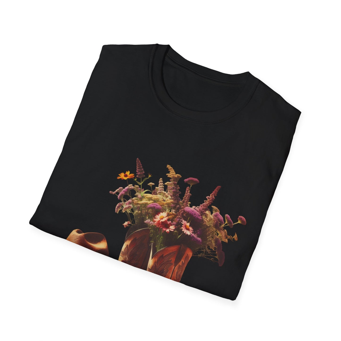 Bride, Rustic Floral Cowboy Boots T-Shirt | Vintage Style Tee for Nature Lovers, Country Music Fans, Gift for Her, Floral Artwork