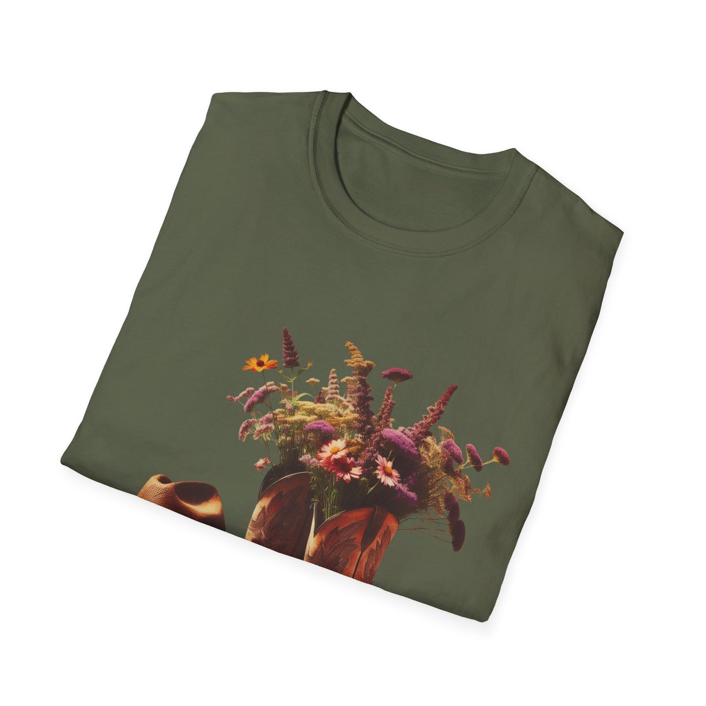 Bride, Rustic Floral Cowboy Boots T-Shirt | Vintage Style Tee for Nature Lovers, Country Music Fans, Gift for Her, Floral Artwork