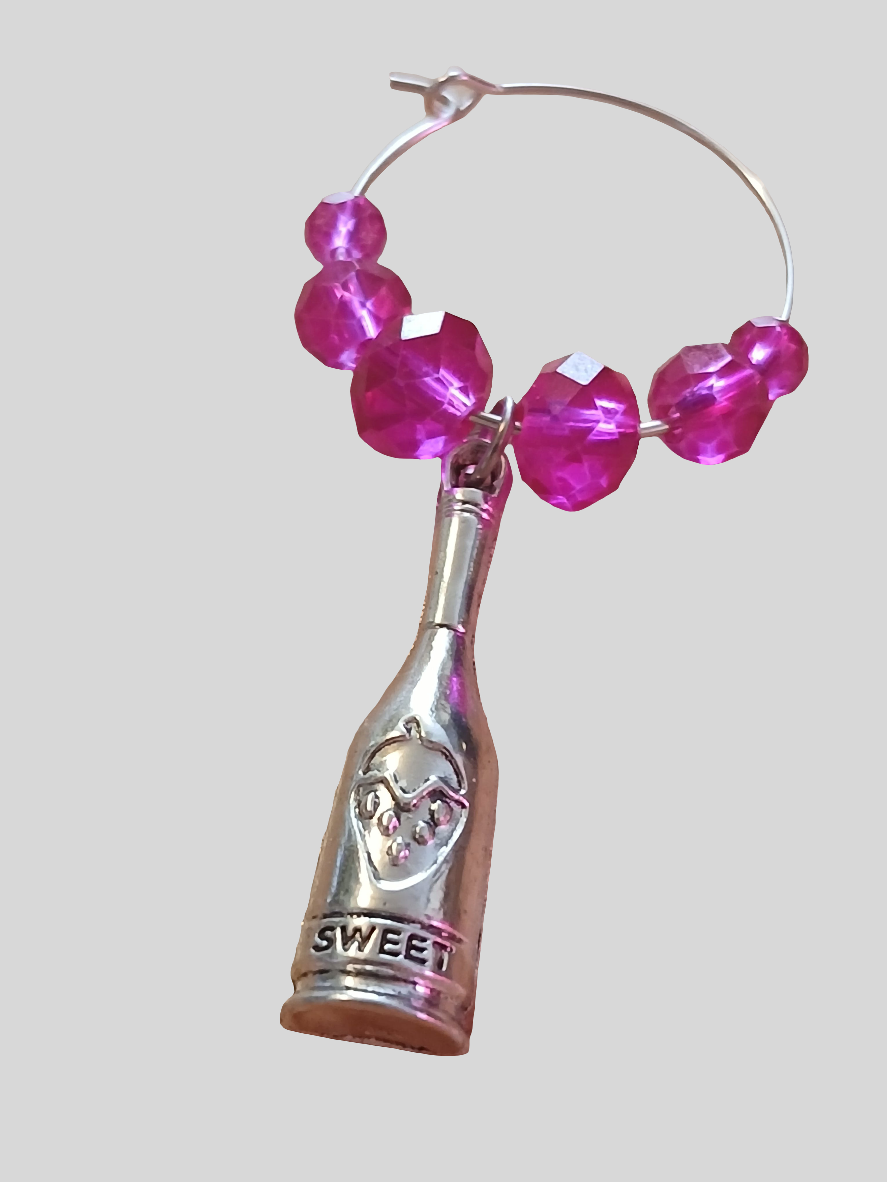 Strawberry wine glass charm