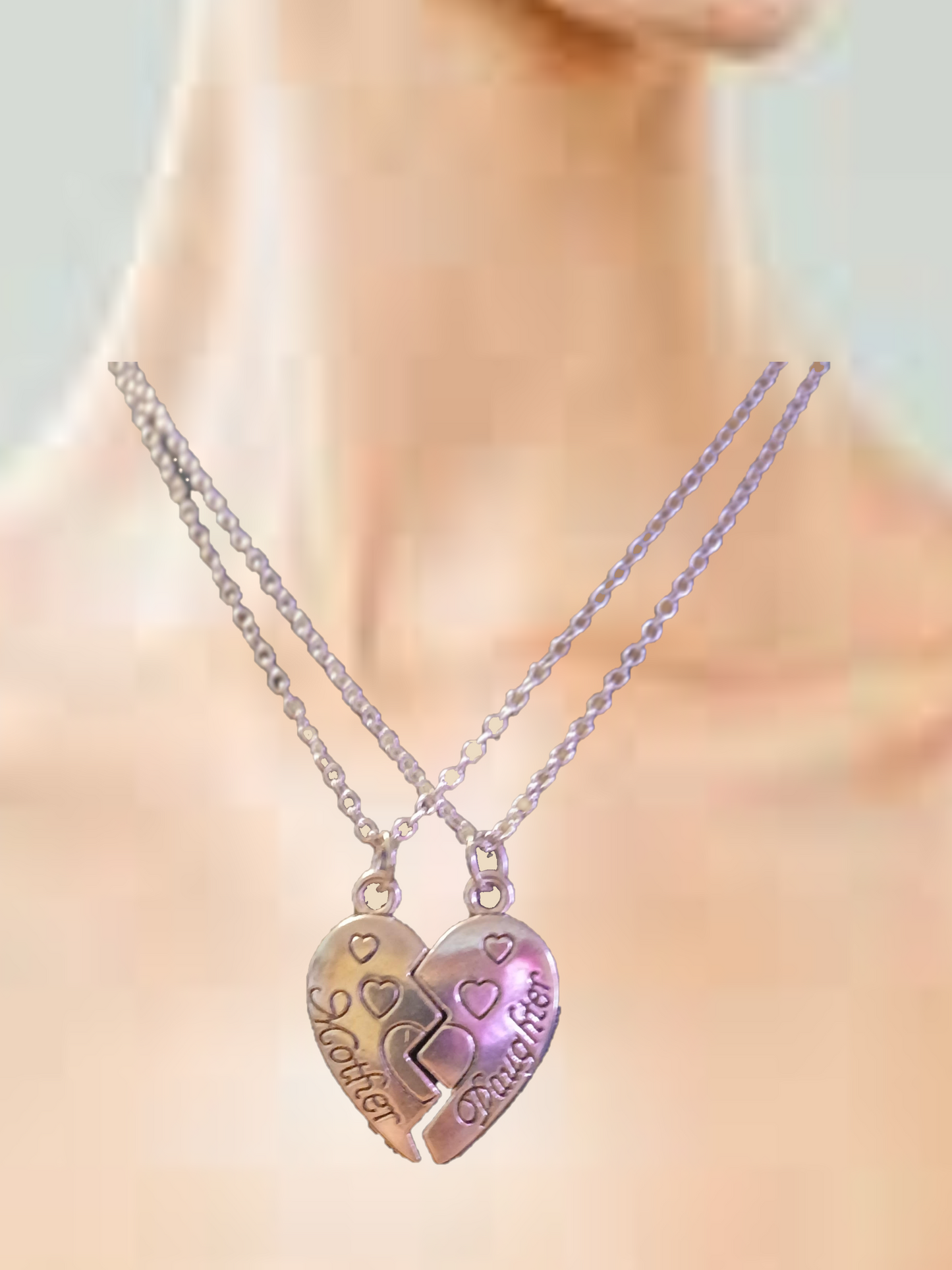 Mother/Daughter heart pendant