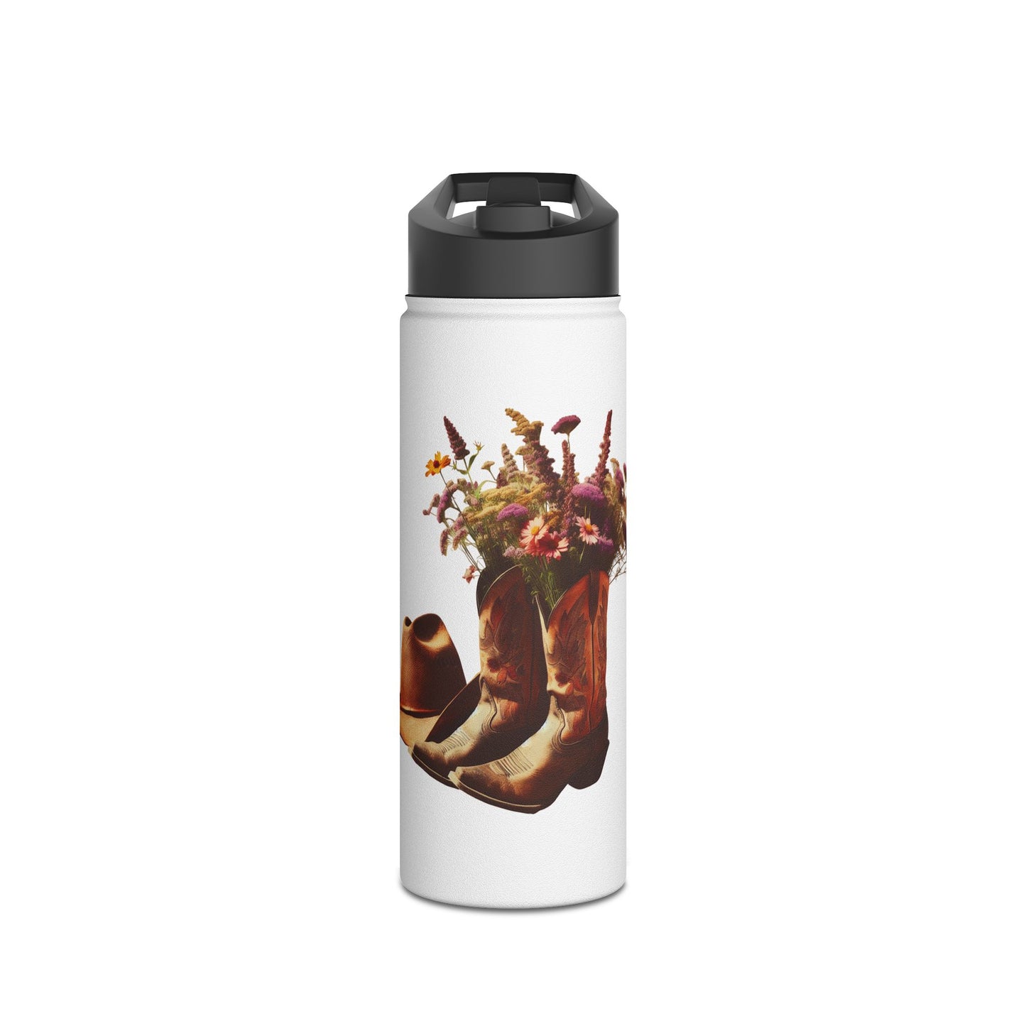 Floral Cowboy Boots Water Bottle | Rustic Theme, Outdoor Essentials, Gift for Cowgirl, Camping Gear, Hydration on the Go