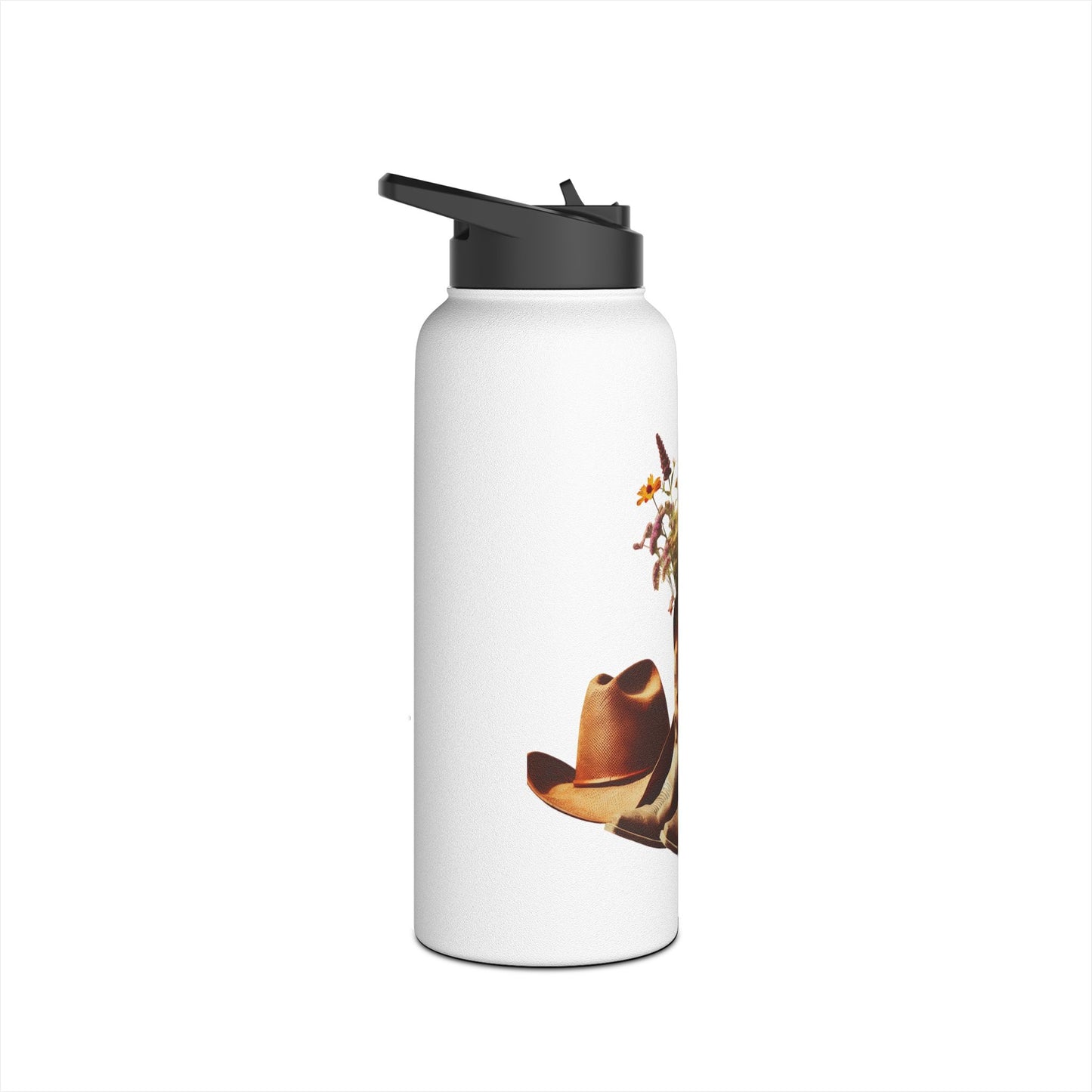 Floral Cowboy Boots Water Bottle | Rustic Theme, Outdoor Essentials, Gift for Cowgirl, Camping Gear, Hydration on the Go
