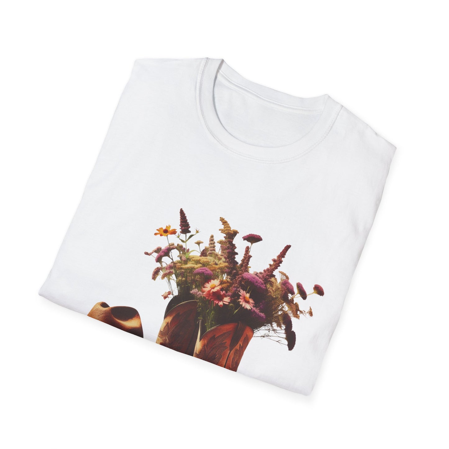 Bride, Rustic Floral Cowboy Boots T-Shirt | Vintage Style Tee for Nature Lovers, Country Music Fans, Gift for Her, Floral Artwork