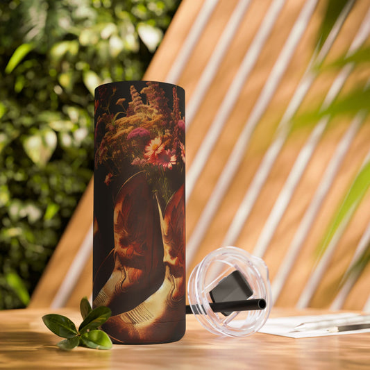 Bohemian Floral Tumbler, 20oz Cold Drink Cup with Straw, Perfect for Gifts, Home Decor, Eco-Friendly, Summer Vibes, Travel Mug
