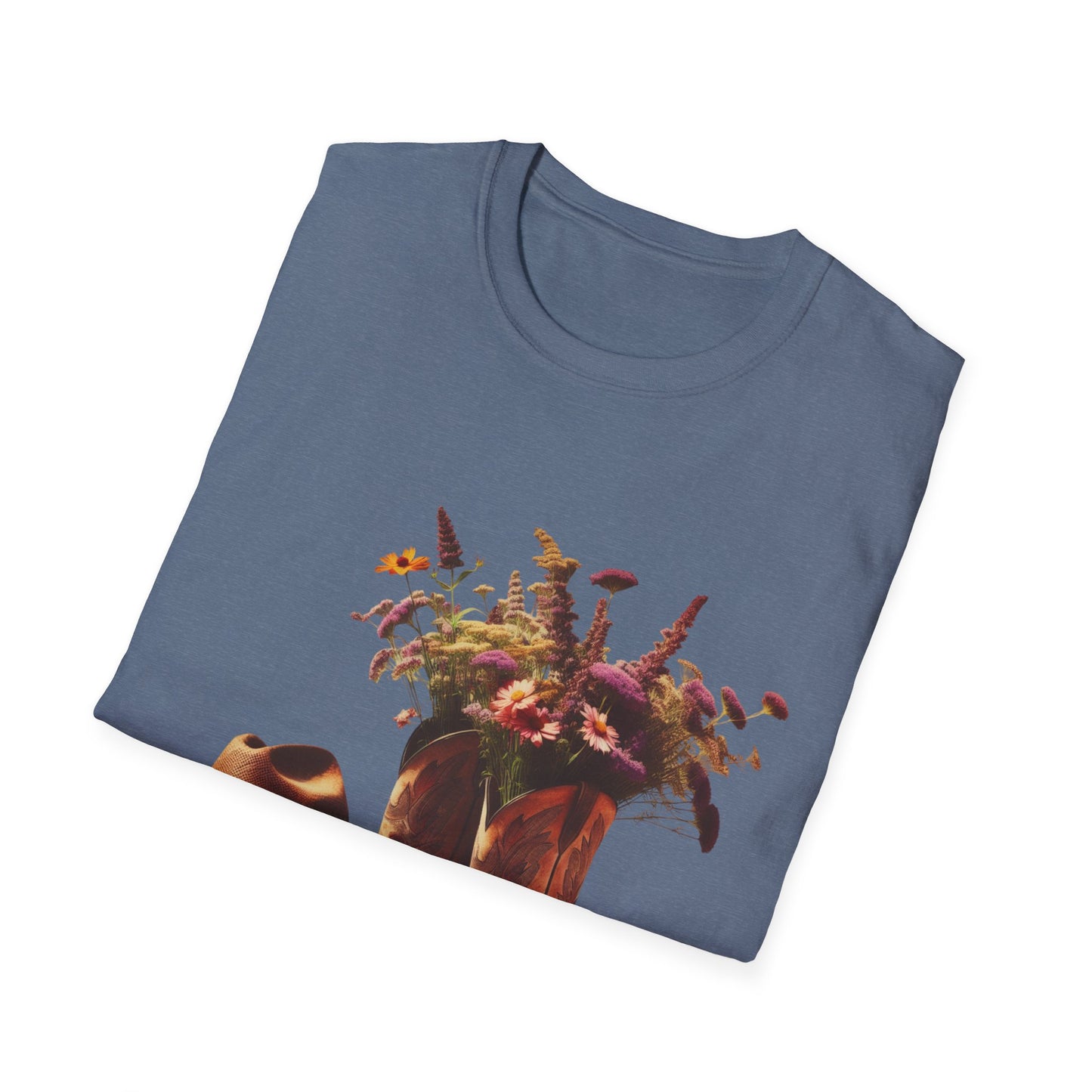 Bride, Rustic Floral Cowboy Boots T-Shirt | Vintage Style Tee for Nature Lovers, Country Music Fans, Gift for Her, Floral Artwork