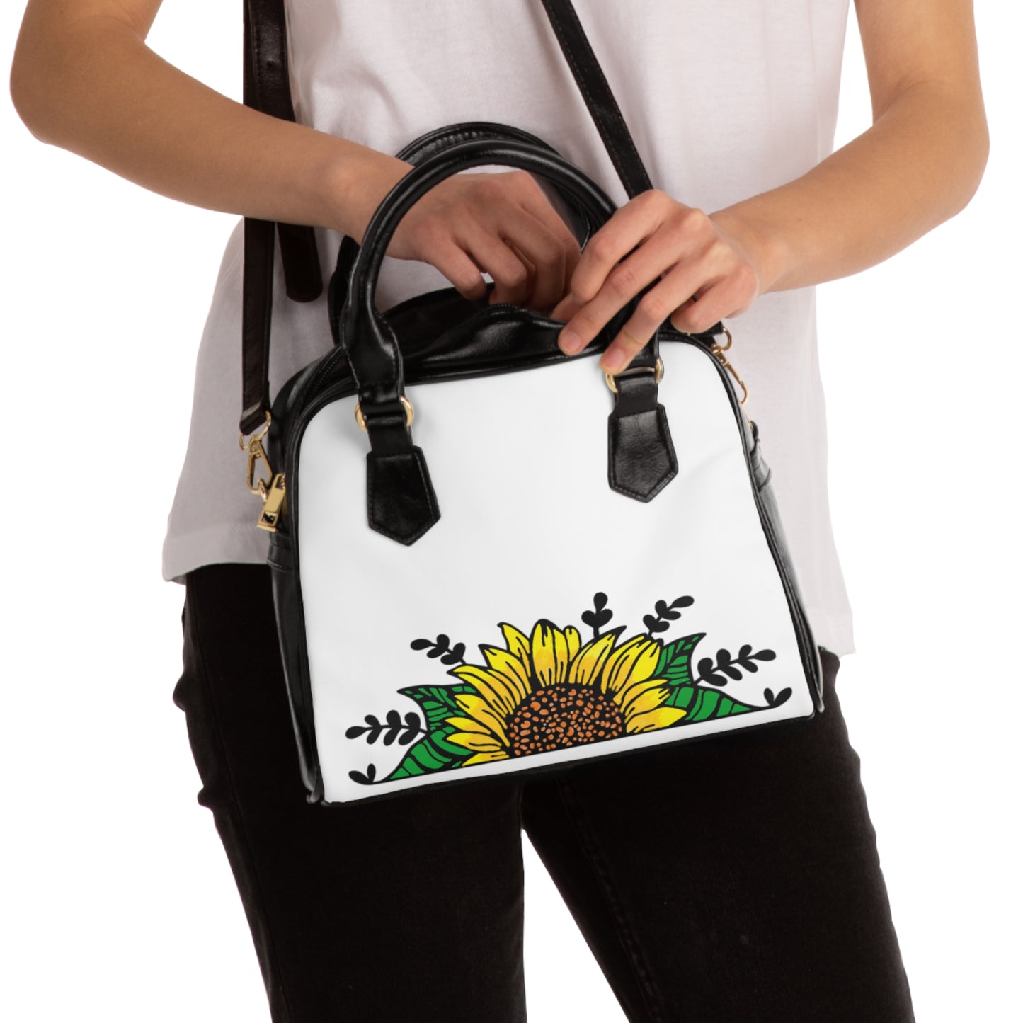 Sunny Floral Shoulder Handbag - Stylish Sunflower Design