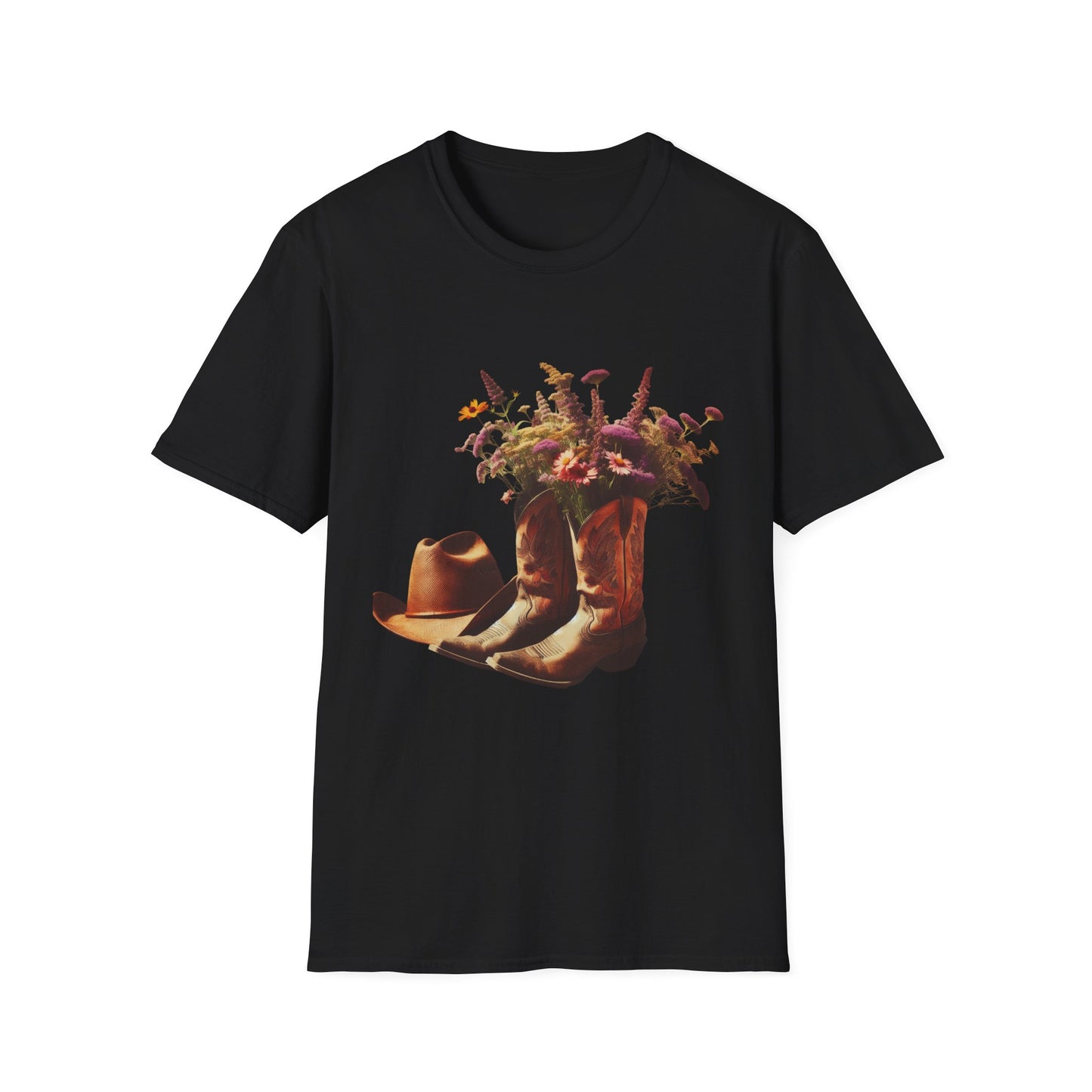 Bride, Rustic Floral Cowboy Boots T-Shirt | Vintage Style Tee for Nature Lovers, Country Music Fans, Gift for Her, Floral Artwork