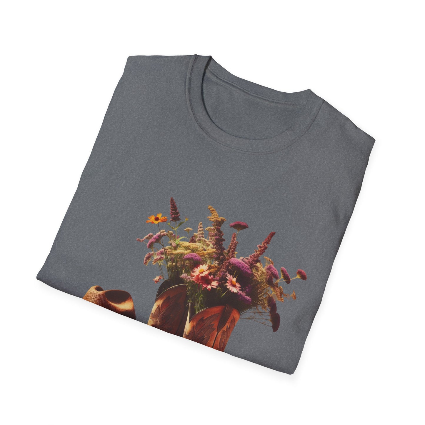 Bride, Rustic Floral Cowboy Boots T-Shirt | Vintage Style Tee for Nature Lovers, Country Music Fans, Gift for Her, Floral Artwork