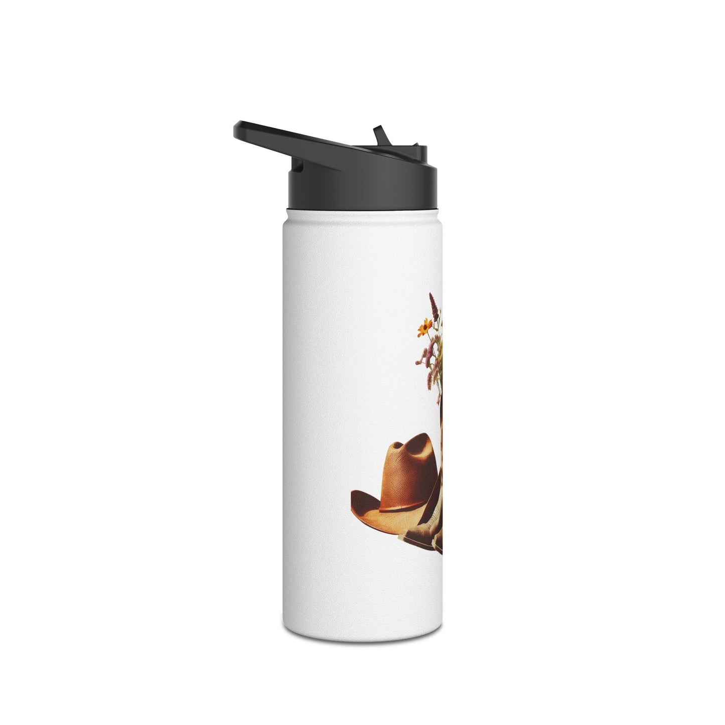 Floral Cowboy Boots Water Bottle | Rustic Theme, Outdoor Essentials, Gift for Cowgirl, Camping Gear, Hydration on the Go