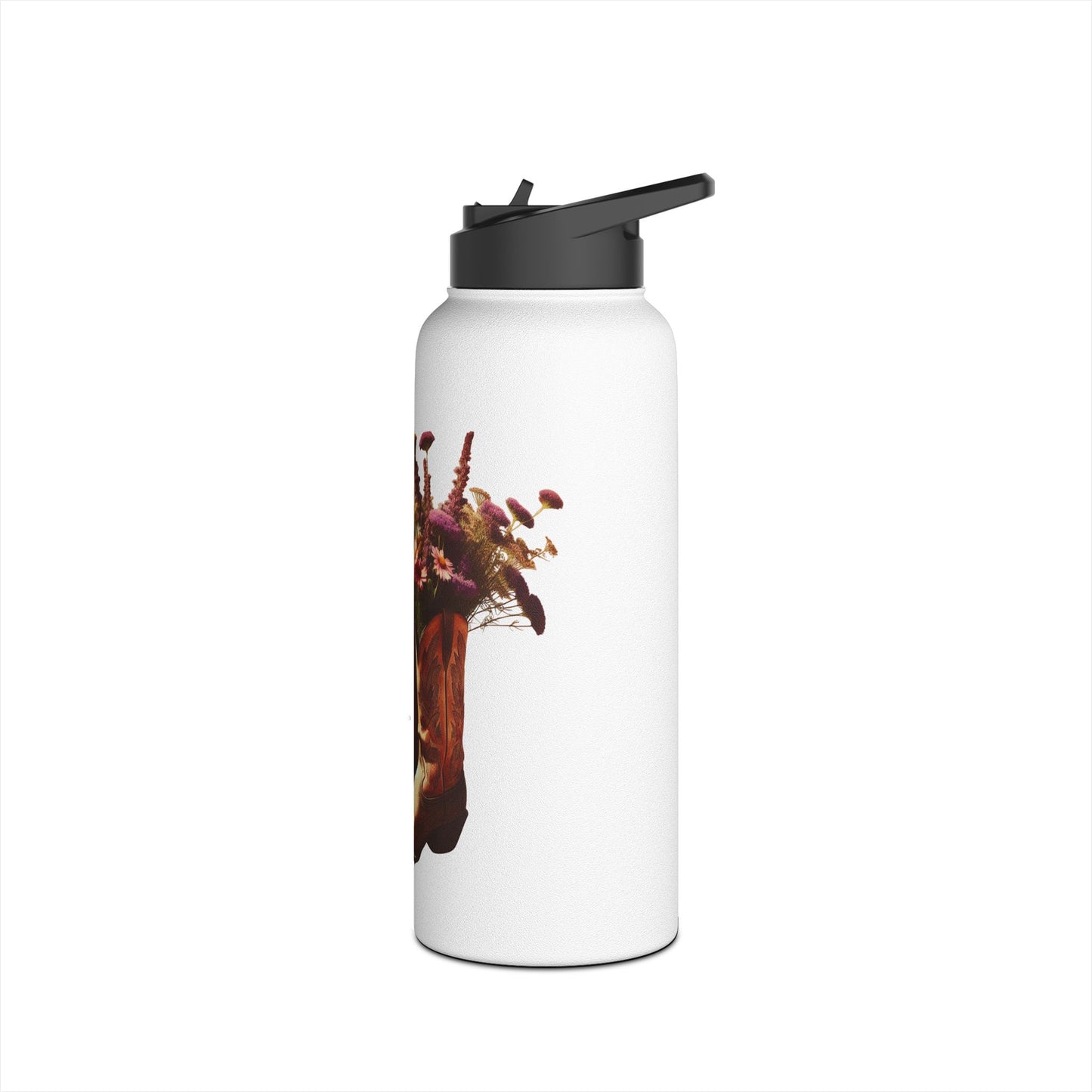 Floral Cowboy Boots Water Bottle | Rustic Theme, Outdoor Essentials, Gift for Cowgirl, Camping Gear, Hydration on the Go