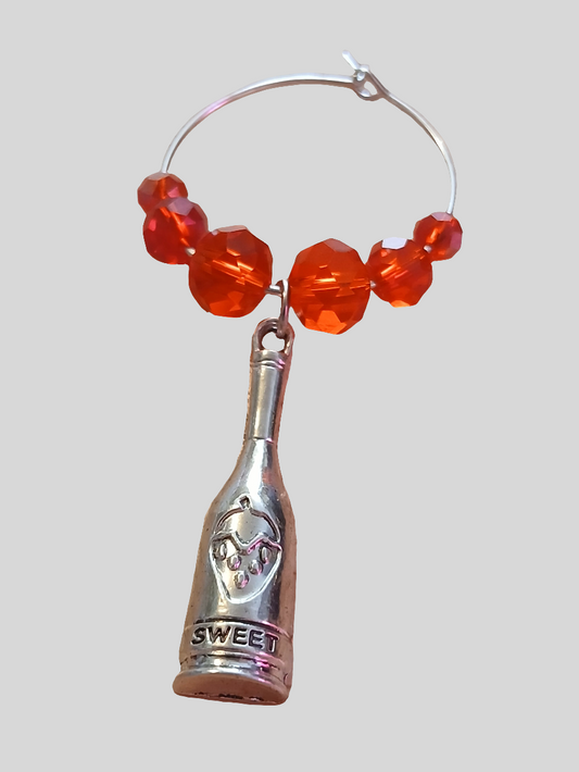 Strawberry wine glass charm